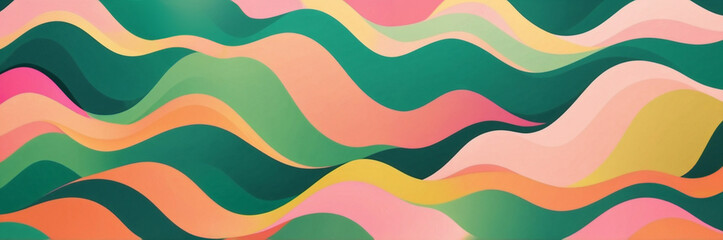 Abstract Colorful Wave Pattern in Green, Pink, and Orange Tones