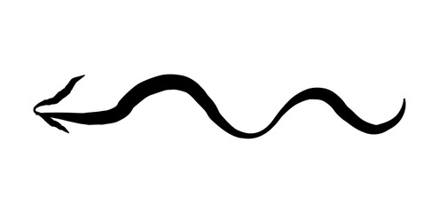 Hand drawn simple arrow drawn with wax crayon, chalk or charcoal. Uneven dry texture for underlining highlighting. Pencil drawn lines, strikethrough, grungy vector isolated on white.