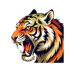 Vector tiger head Clipart illustration On a White Background