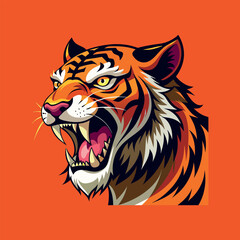 Vector tiger head Clipart illustration On a White Background