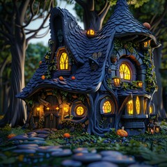 Fototapeta premium fairytale house in the forest.