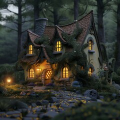 Fototapeta premium fairytale house in the forest.