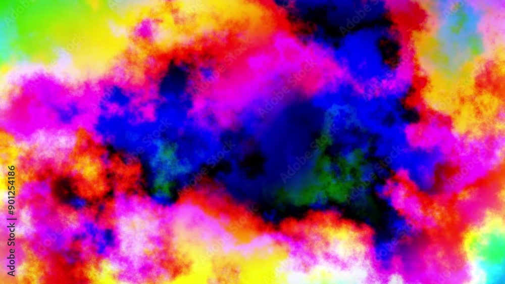Poster Abstract animation of colorful watercolors moving in opposite directions. seamless looping 4k time-lapse animation video background