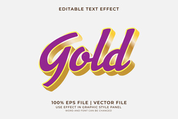 3D Gold Text effect editable vector