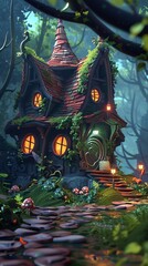 Fototapeta premium fairytale house in the forest.