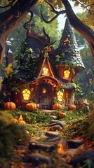 Fototapeta premium fairytale house in the forest.
