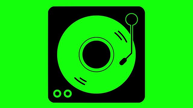 vinyl illustration video animation audio musical record silhouette music logo disc icon retro lp play disco gramophone album sound outline turntable song old for green screen footage