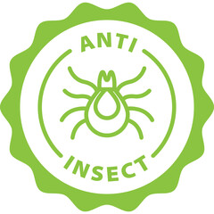 green anti insect outline icon round rounded circle badge stamp label isolated on transparent background © Lubica Bockova