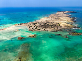 Aerial view of Elafonisi beach, Crete, Greece