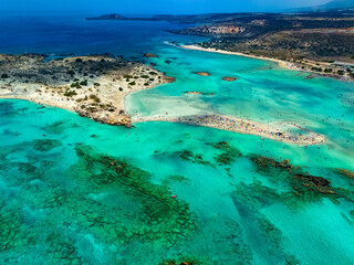 Aerial view of Elafonisi beach, Crete, Greece