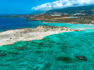 Obraz premium Aerial view of Elafonisi beach, Crete, Greece