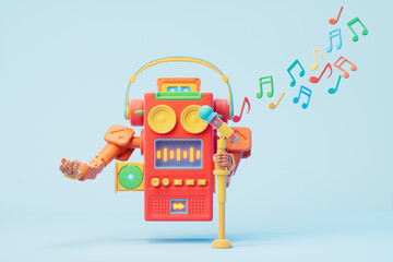 3d rendering music Acoustic robot