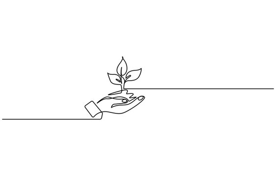 recommend clip art: Continuous one line plant growth tree outline vector art drawing, Single line drawing of a plant, Plant growing continuous one line art drawing of tree plant art.