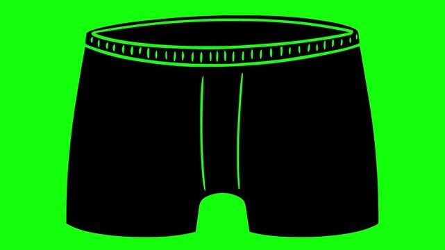 underpants illustration video animation boxer fashion underwear silhouette male logo shorts icon textile clothes garment apparel underclothes panties clothing outline wear pants trunks for green scree