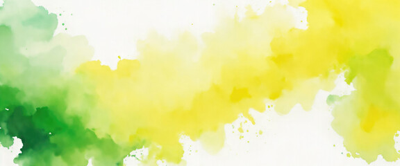Fototapeta premium Yellow green and white watercolor abstract color splash design background