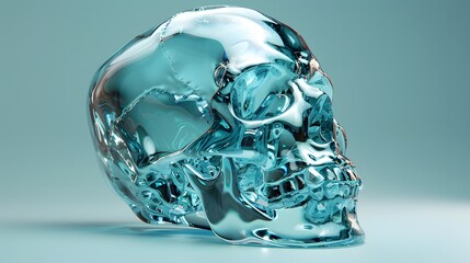 Stunning Transparent Glass Skull Sculpture with Intricate Details