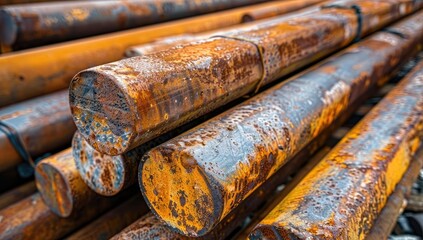 Close-Up of Corroded Steel Pipes