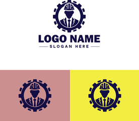 Naklejka premium Engineering firm icon Engineering company Engineering practice Engineering consultancy flat logo sign symbol editable vector