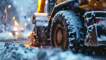 Snow Plow Clearing Winter Street