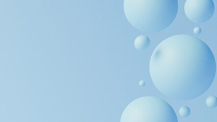 Abstract blue spheres on a light blue background