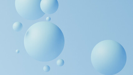 Abstract blue spheres on a light blue background