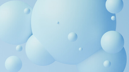 Abstract blue spheres on a light blue background