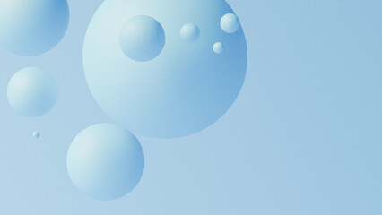Abstract blue spheres on a light blue background