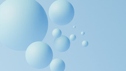 Abstract blue spheres on a light blue background