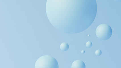 Abstract blue spheres on a light blue background