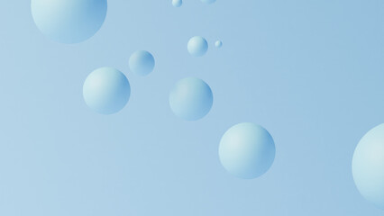 Abstract blue spheres on a light blue background