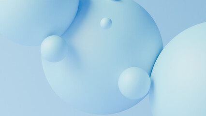 Abstract blue spheres on a light blue background