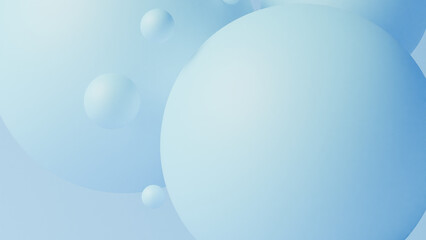 Abstract blue spheres on a light blue background