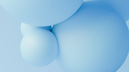 Abstract blue spheres on a light blue background