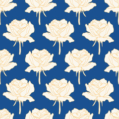 Floral Rose Hand Drawn Seamless Pattern Background