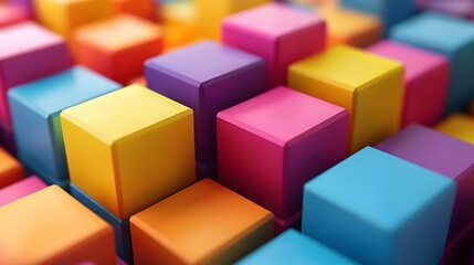 Obraz premium Vibrant Array of Colorful 3D Blocks in a Playful Arrangement