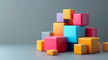 Obraz premium Colorful Stacked Blocks in a Minimalist Setting