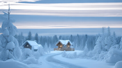 A majestic mountain in the distance, its peak covered in snow