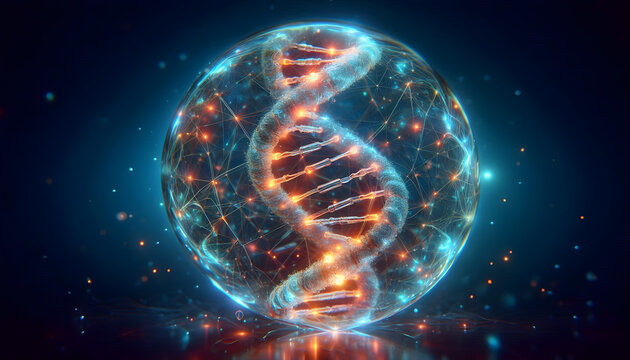 3d render of dna abstract light background