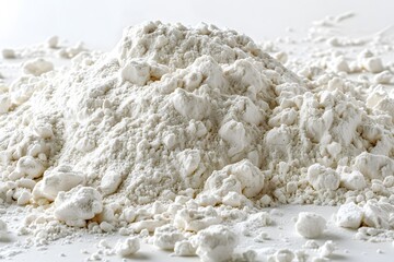A Close-Up of Flour Pile on a White Surface