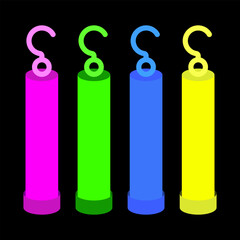Glow sticks for camping vector cartoon illustration isolated on a white background.