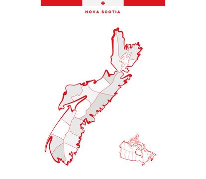 Nova Scotia in Canada, North America - Map