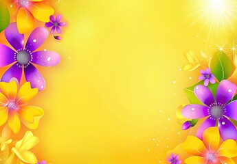 Obraz premium Colorful Flowers on Yellow Background