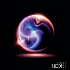 Vector. Technological abstract 3d background. Bright transparent fiery sphere made of plasma. Spectacular realistic image.