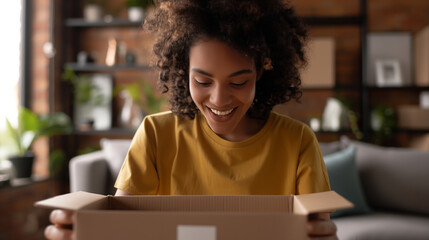 A person unboxing a package from an online purchase, with excitement and anticipation