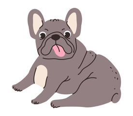 Flat vector illustration of a cute bulldog. This stout breed with a wrinkled face and short snout