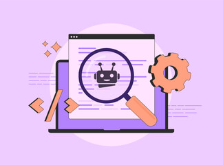 AI code writing - powerful technology for generating code, HTML programming. AI code generation with neural networks trained on vast datasets. Modern outline vector illustration