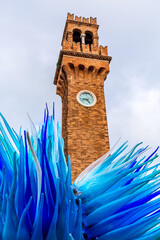 Famous tower and glass sculpture at Murano island