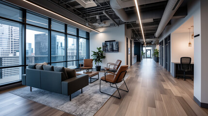 An inclusive workspace featuring quiet zones, collaborative spaces, and accessibility features for all employees