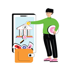 A flat illustration of bank wallet