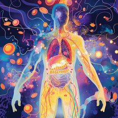 Illustration of the ketosis process in the human